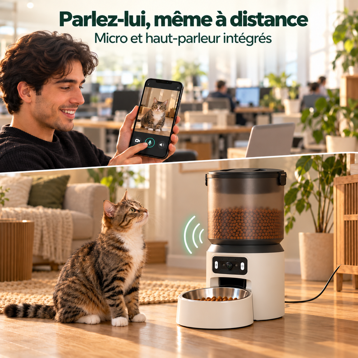 Mewzy One blanc : parler à son chat à distance grâce au micro et au haut-parleur intégrés